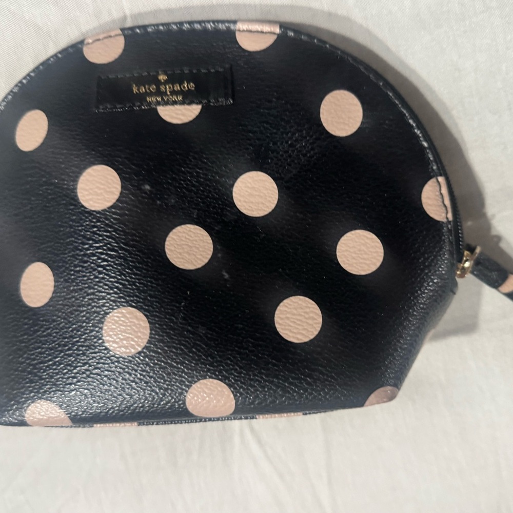 Kate Spade Black and Pink Dot Cosmetic Bag